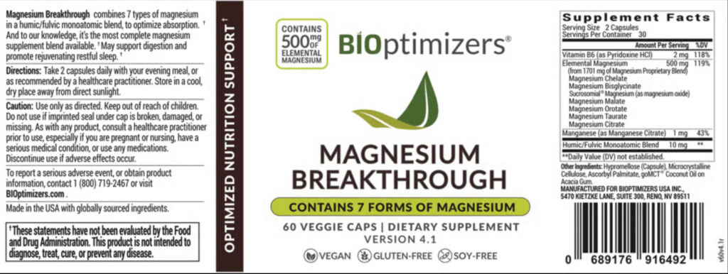 Magnesium Breakthrough Label